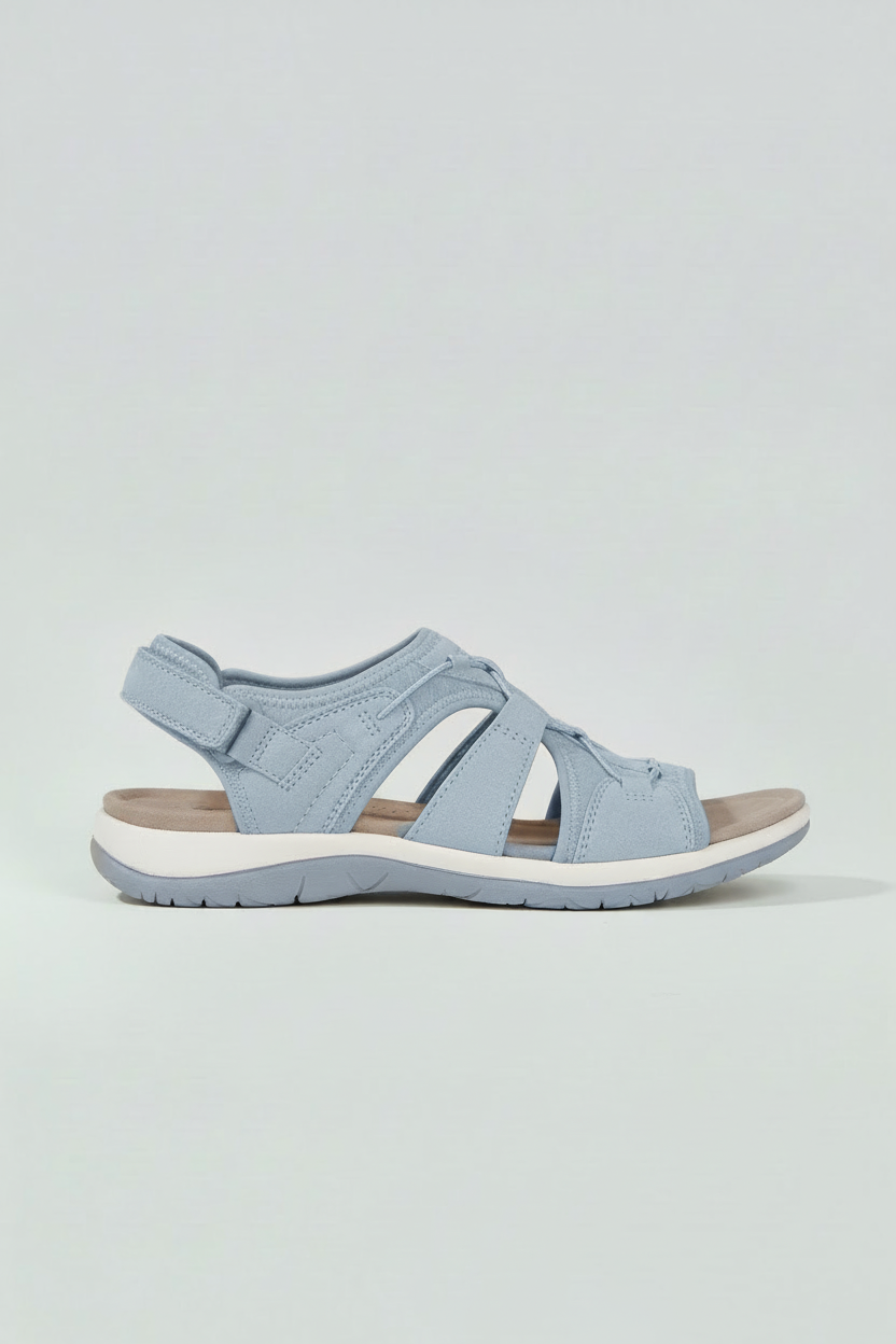Sandals Light Blue Adjustable Strap Women's Comfort Cushioned Sole – Casual, Summer Walking, Holiday