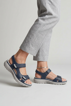Sandals Navy Blue Adjustable Strap Women's Cushioned Sole – Casual, Everyday Walking Comfort