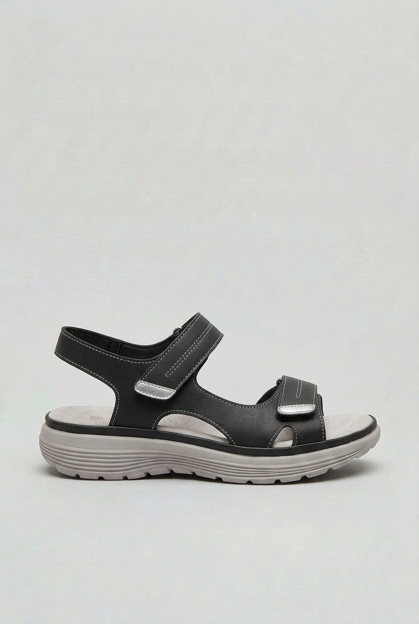 Sandals Navy Blue Adjustable Strap Women's Cushioned Sole – Casual, Everyday Walking Comfort