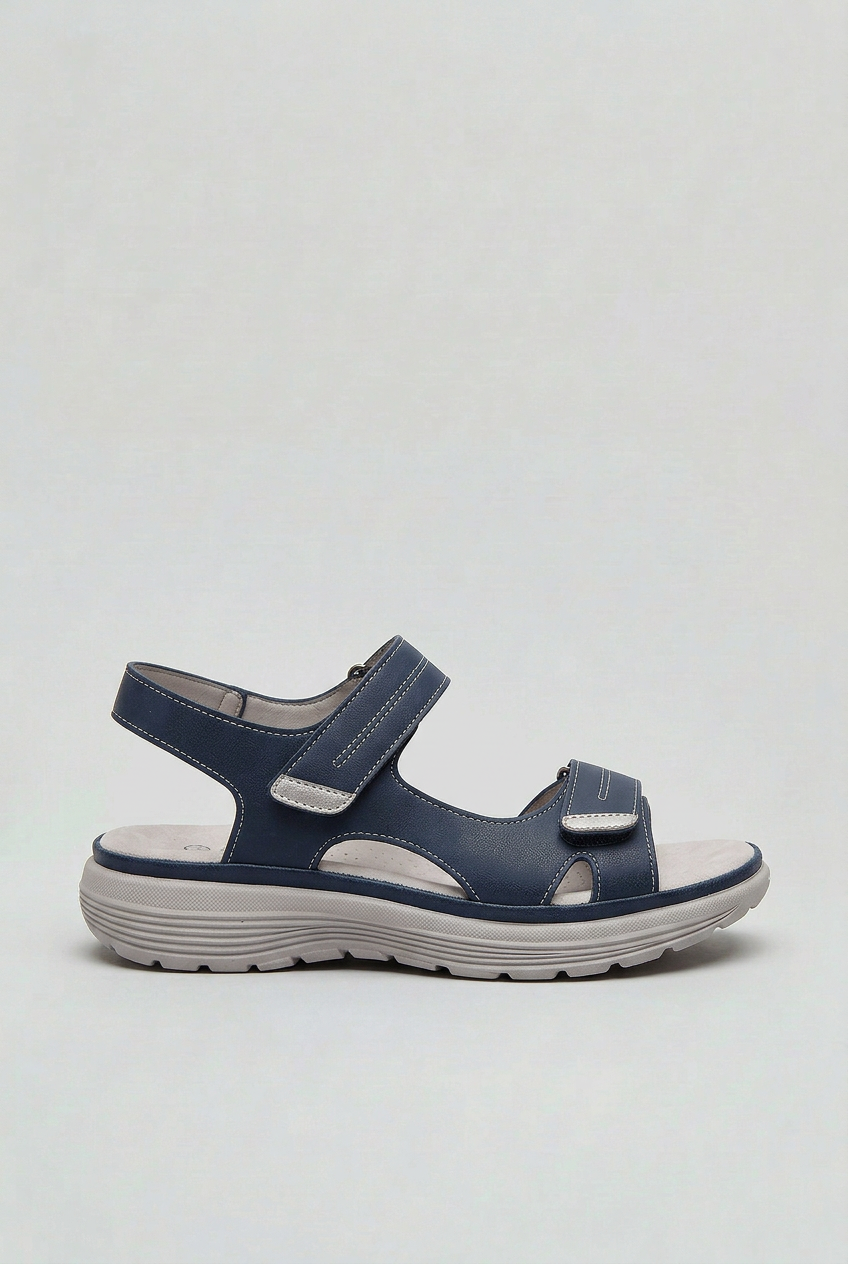 Sandals Navy Blue Adjustable Strap Women's Cushioned Sole – Casual, Everyday Walking Comfort