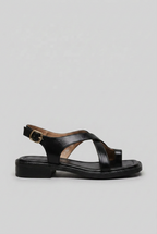Sandals Women's Brown Faux Leather Cross Strap Flat Toe Ring – Casual, Holiday · Werune