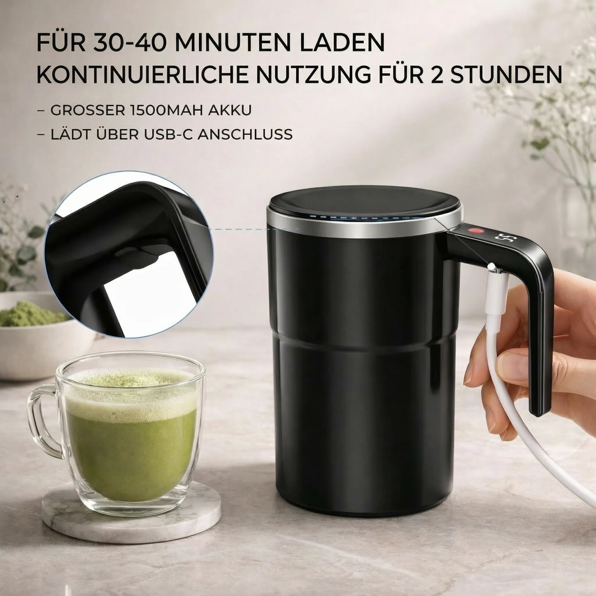 Self Stirring Coffee Mug | LCD Display · Werune
