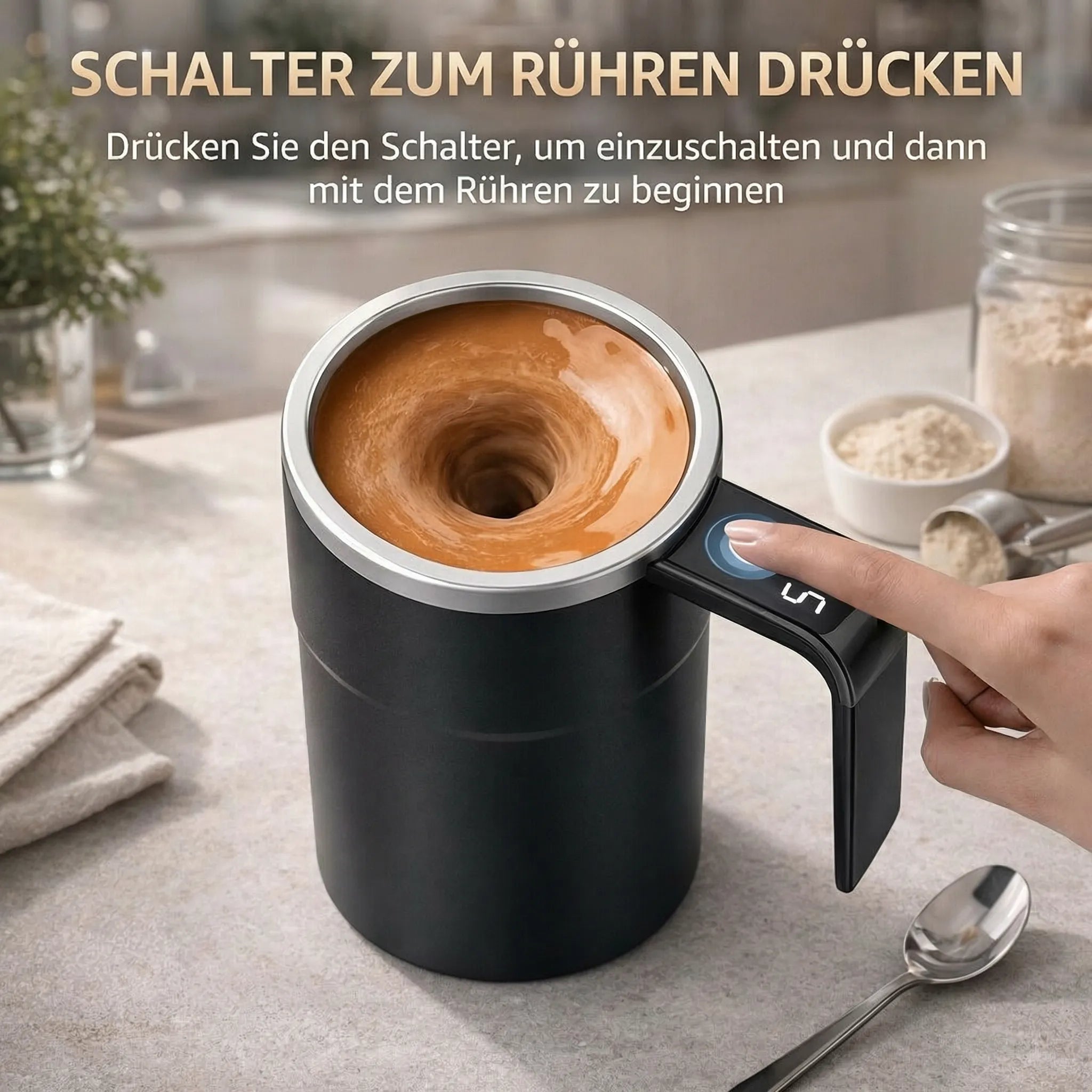 Self Stirring Coffee Mug | LCD Display · Werune