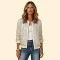 Sequin Bomber Jacket Women's Silver Zip-Up – Party, Evening, Holiday, Gift · Werune
