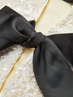 Sequin Jacket Cropped White Women's Velvet Bow Detail – Party, Office, Evening, Gift