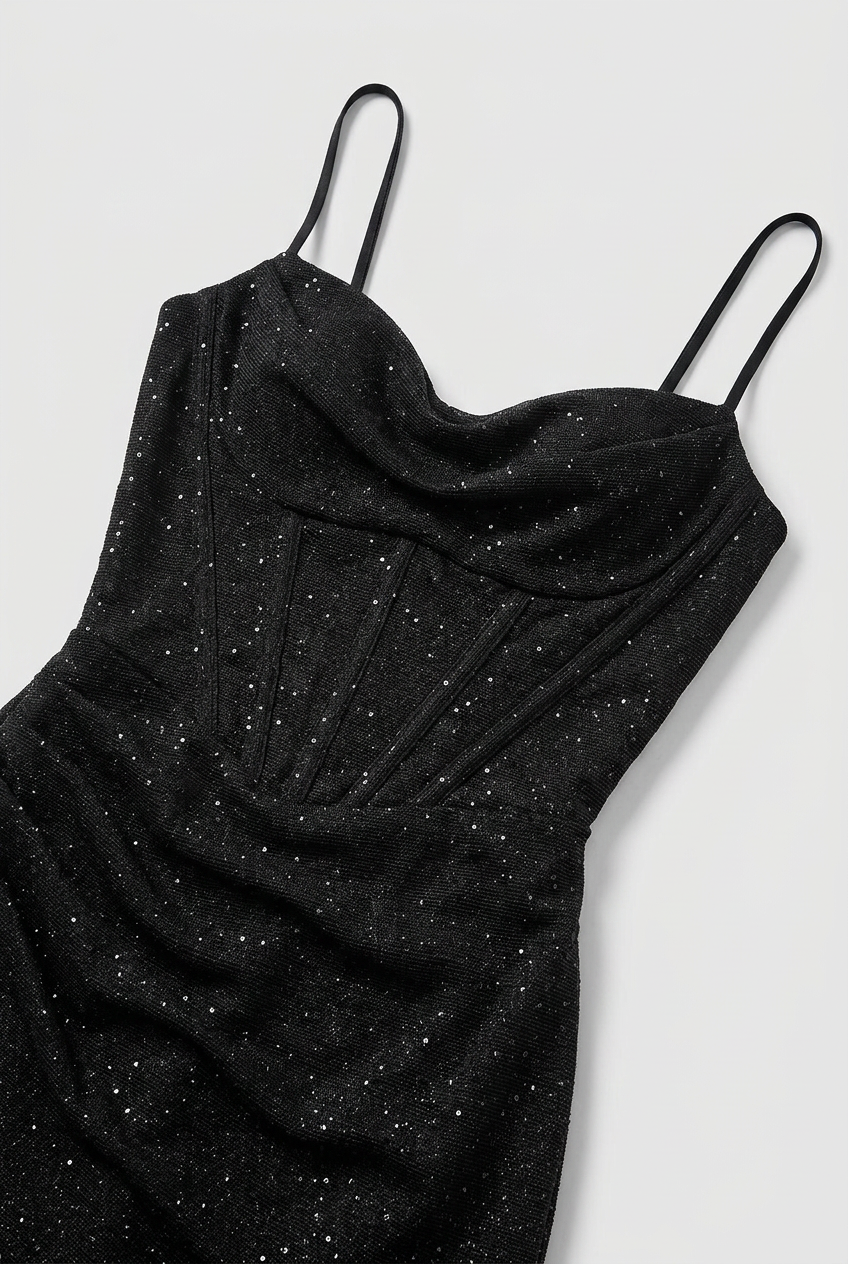 Sequin Maxi Dress Black Women's Sweetheart Neck High Split Gown – Wedding, Evening, Formal, Gift