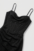 Sequin Maxi Dress Black Women's Sweetheart Neck High Split Gown – Wedding, Evening, Formal, Gift