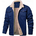 Sherpa-Lined Trucker Jacket Men's Fleece Lined Green – Casual, Winter, Outdoor, Gift