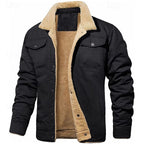 Sherpa-Lined Trucker Jacket Men's Fleece Lined Green – Casual, Winter, Outdoor, Gift