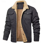 Sherpa-Lined Trucker Jacket Men's Fleece Lined Green – Casual, Winter, Outdoor, Gift