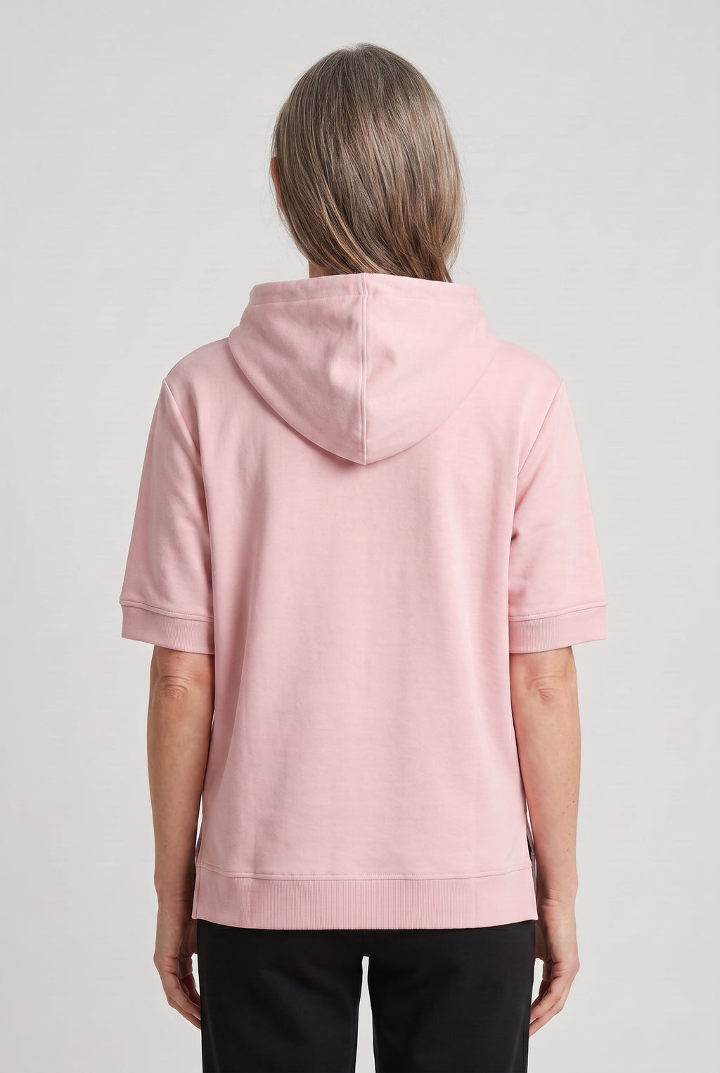 Short Sleeve Hoodie Pink Women's Boxy Fit Drawstring – Casual, Loungewear · Werune
