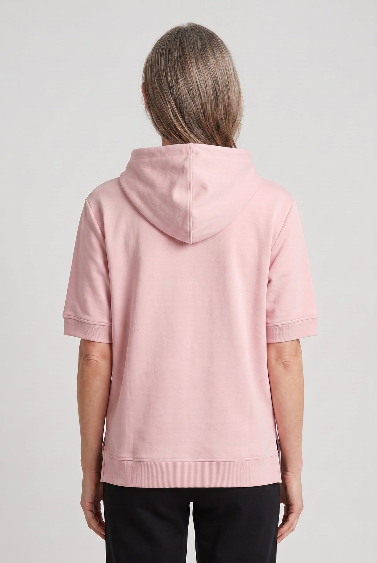 Short Sleeve Hoodie Pink Women's Boxy Fit Drawstring – Casual, Loungewear · Werune