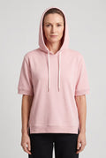 Short Sleeve Hoodie Pink Women's Boxy Fit Drawstring – Casual, Loungewear · Werune