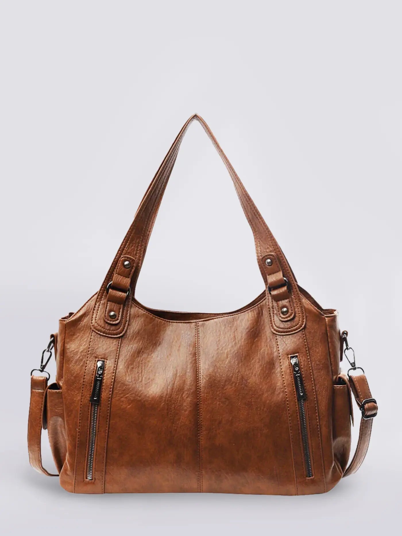 Shoulder Bag Faux Leather Black Multi-Pocket Women's Handbag – Casual, Office, Everyday, Gift