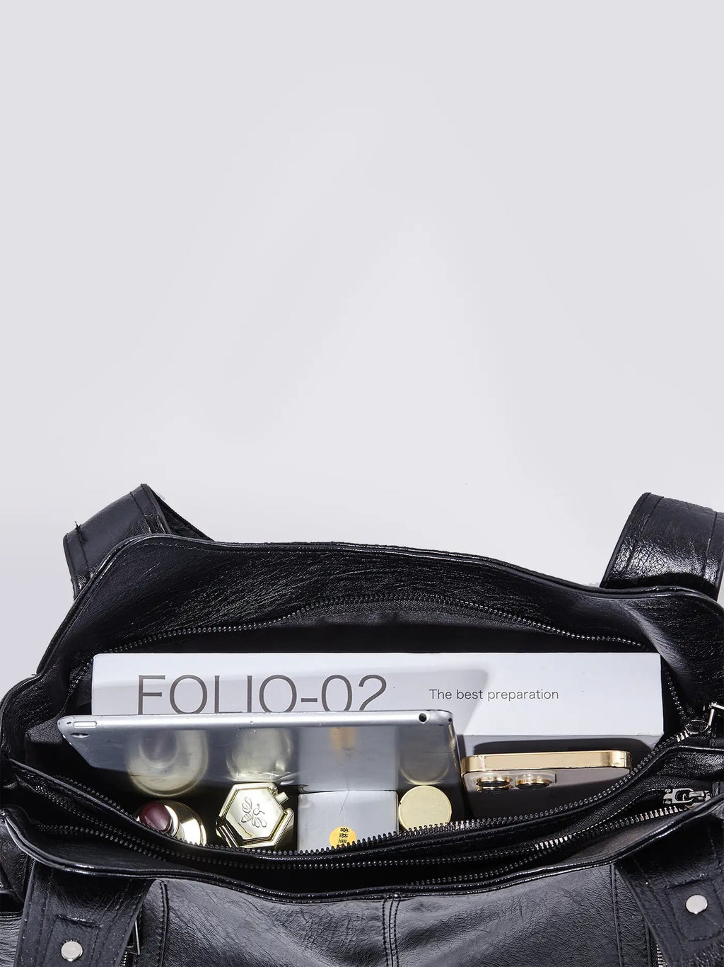 Shoulder Bag Faux Leather Black Multi-Pocket Women's Handbag – Casual, Office, Everyday, Gift