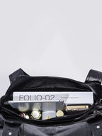 Shoulder Bag Faux Leather Black Multi-Pocket Women's Handbag – Casual, Office, Everyday, Gift