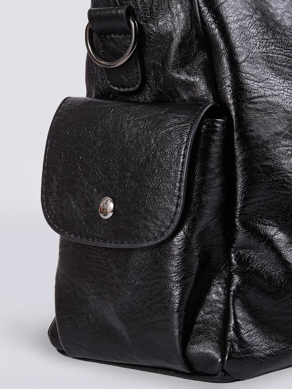 Shoulder Bag Faux Leather Black Multi-Pocket Women's Handbag – Casual, Office, Everyday, Gift