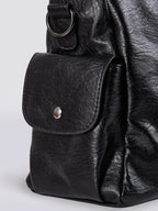 Shoulder Bag Faux Leather Black Multi-Pocket Women's Handbag – Casual, Office, Everyday, Gift