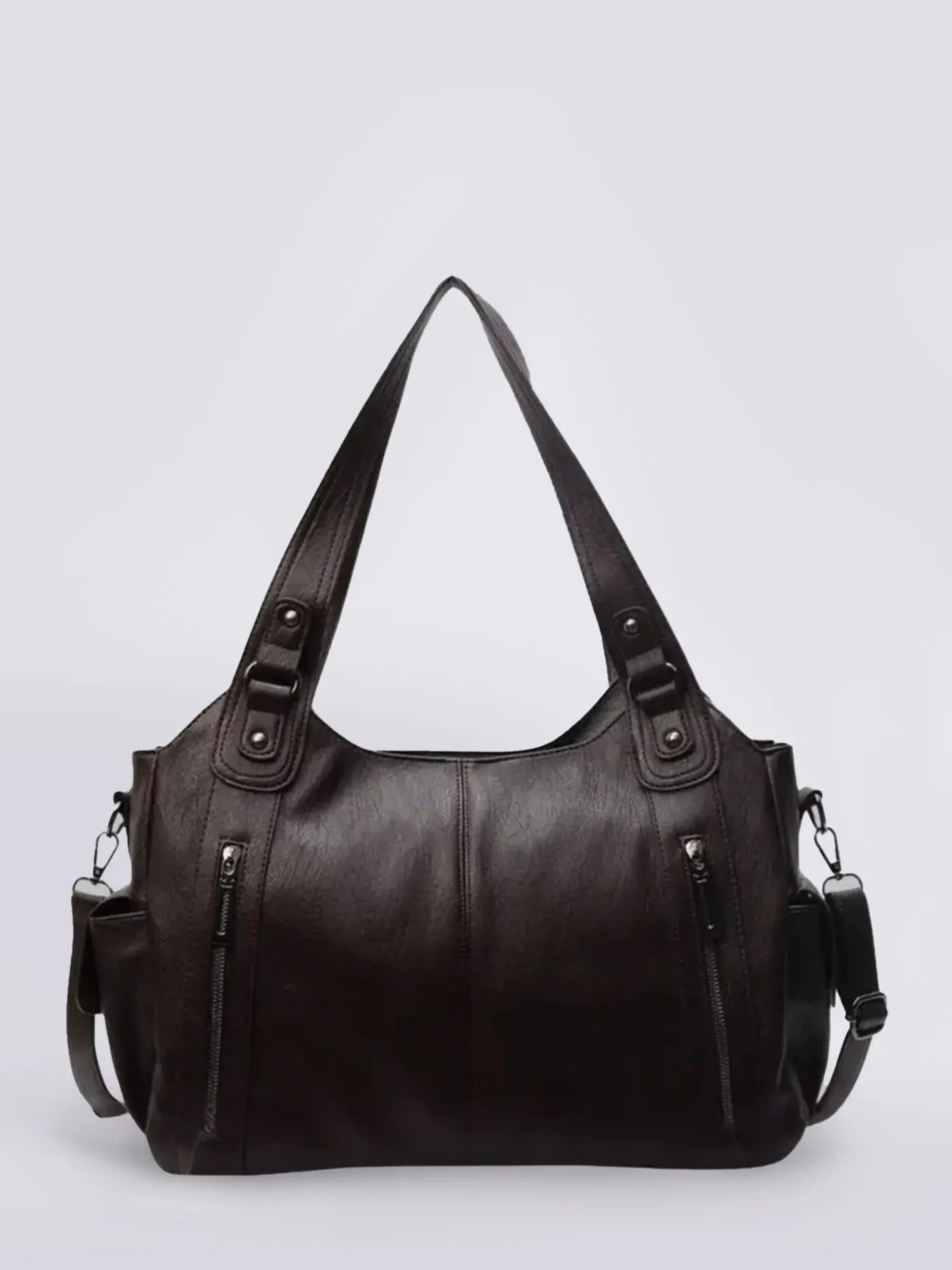 Shoulder Bag Faux Leather Black Multi-Pocket Women's Handbag – Casual, Office, Everyday, Gift