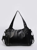 Shoulder Bag Faux Leather Black Multi-Pocket Women's Handbag – Casual, Office, Everyday, Gift