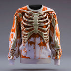 Skeleton Sweatshirt Men's 3D Print Crew Neck Long Sleeve Pullover – Halloween, Casual, Costume, Gift