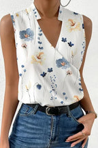 Sleeveless Wrap Top White V-Neck Women's – Office, Casual, Summer, Workwear, Gift