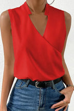 Sleeveless Wrap Top White V-Neck Women's – Office, Casual, Summer, Workwear, Gift