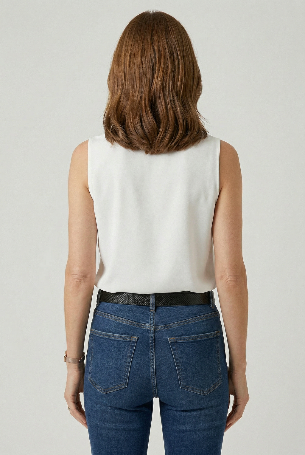 Sleeveless Wrap Top White V-Neck Women's – Office, Casual, Summer, Workwear, Gift
