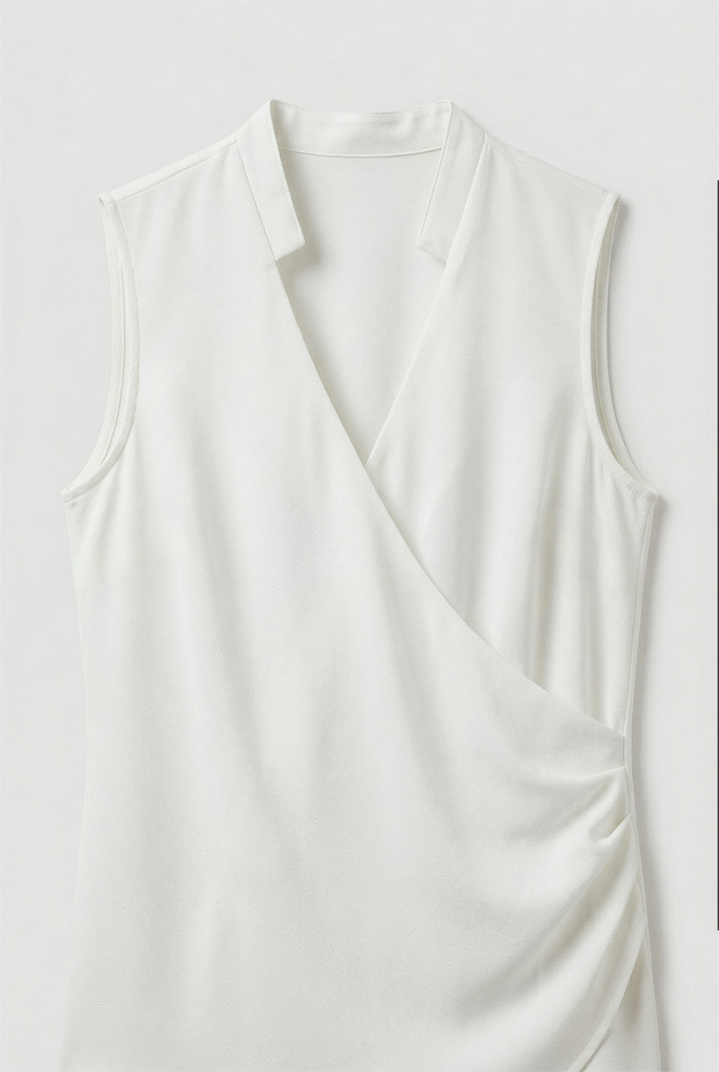 Sleeveless Wrap Top White V-Neck Women's – Office, Casual, Summer, Workwear, Gift