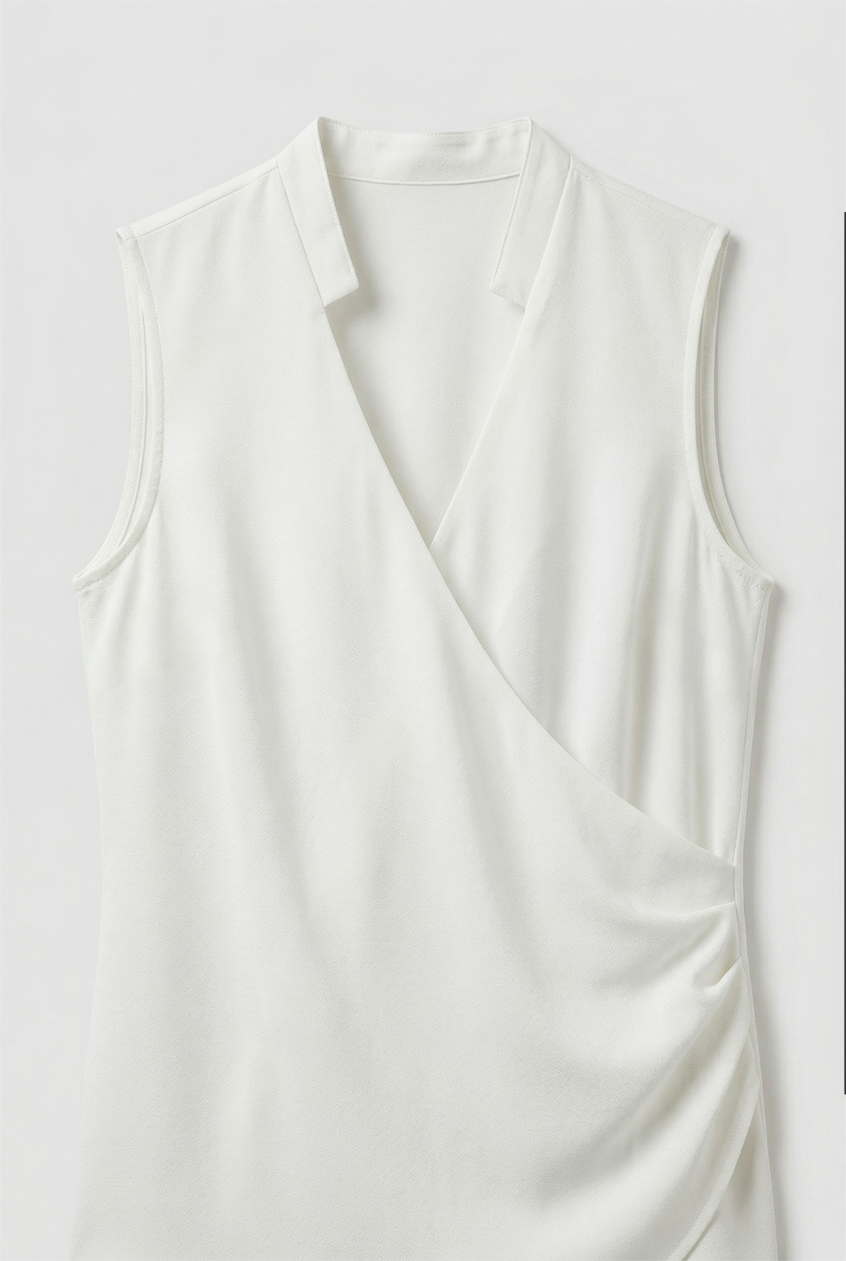 Sleeveless Wrap Top White V-Neck Women's – Office, Casual, Summer, Workwear, Gift