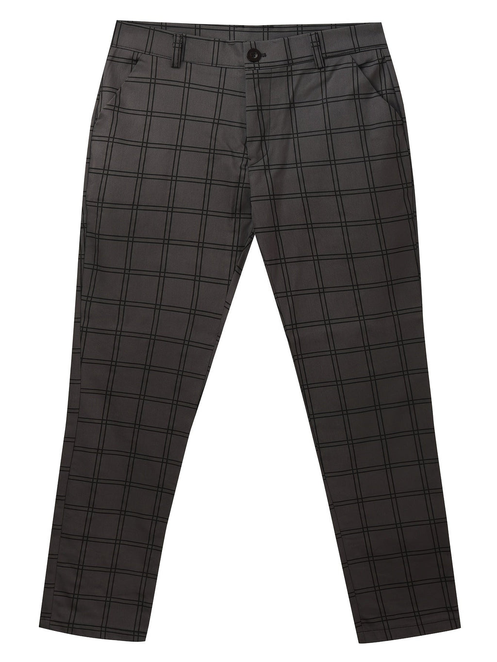Slim-Fit Trousers Plaid Check Black Men's Skinny Chinos – Office, Casual, Smart Wear, Gift