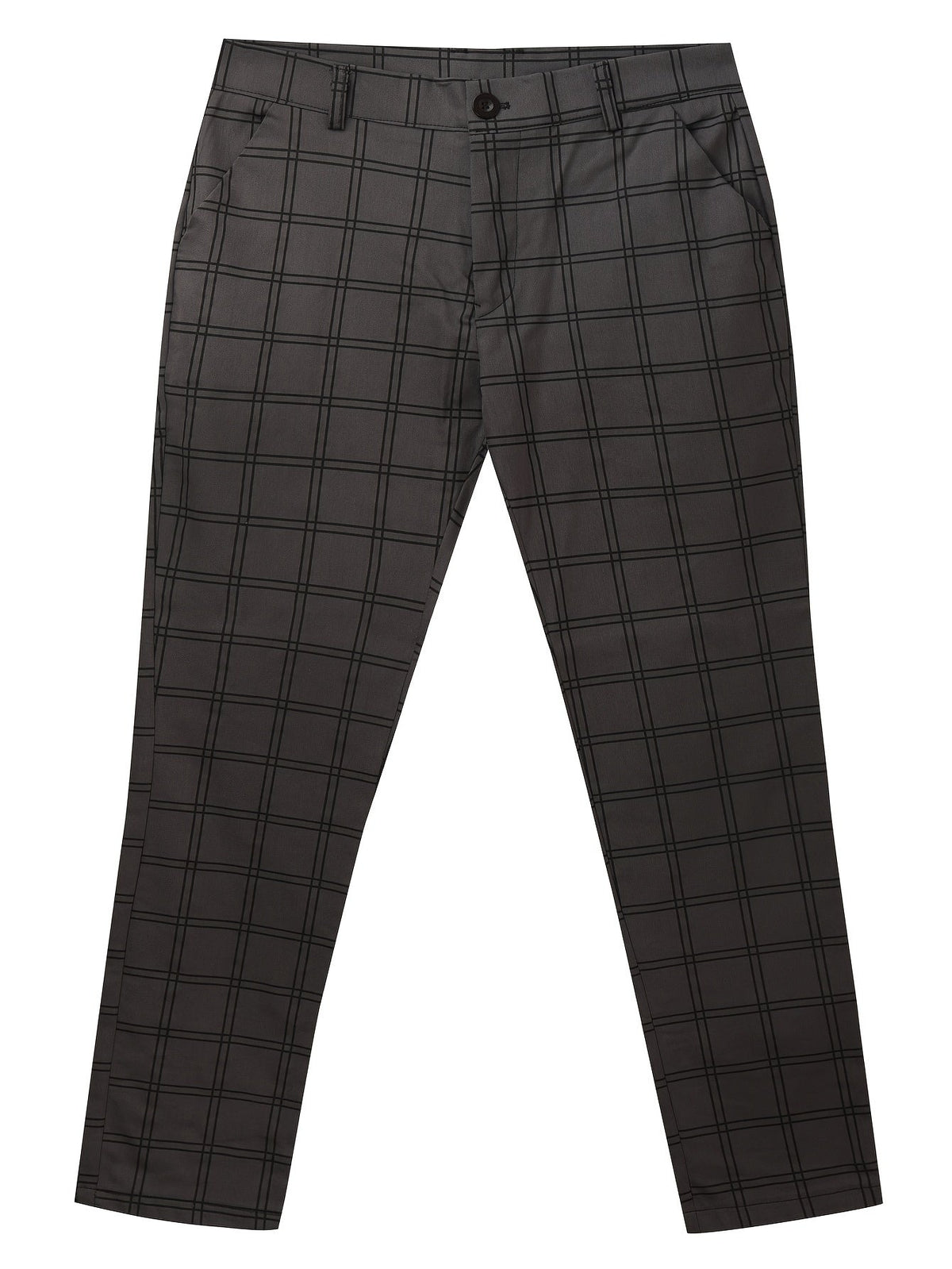 Slim-Fit Trousers Plaid Check Black Men's Skinny Chinos – Office, Casual, Smart Wear, Gift