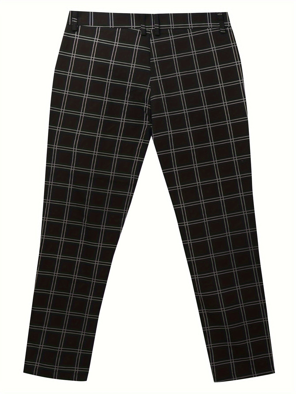 Slim-Fit Trousers Plaid Check Black Men's Skinny Chinos – Office, Casual, Smart Wear, Gift