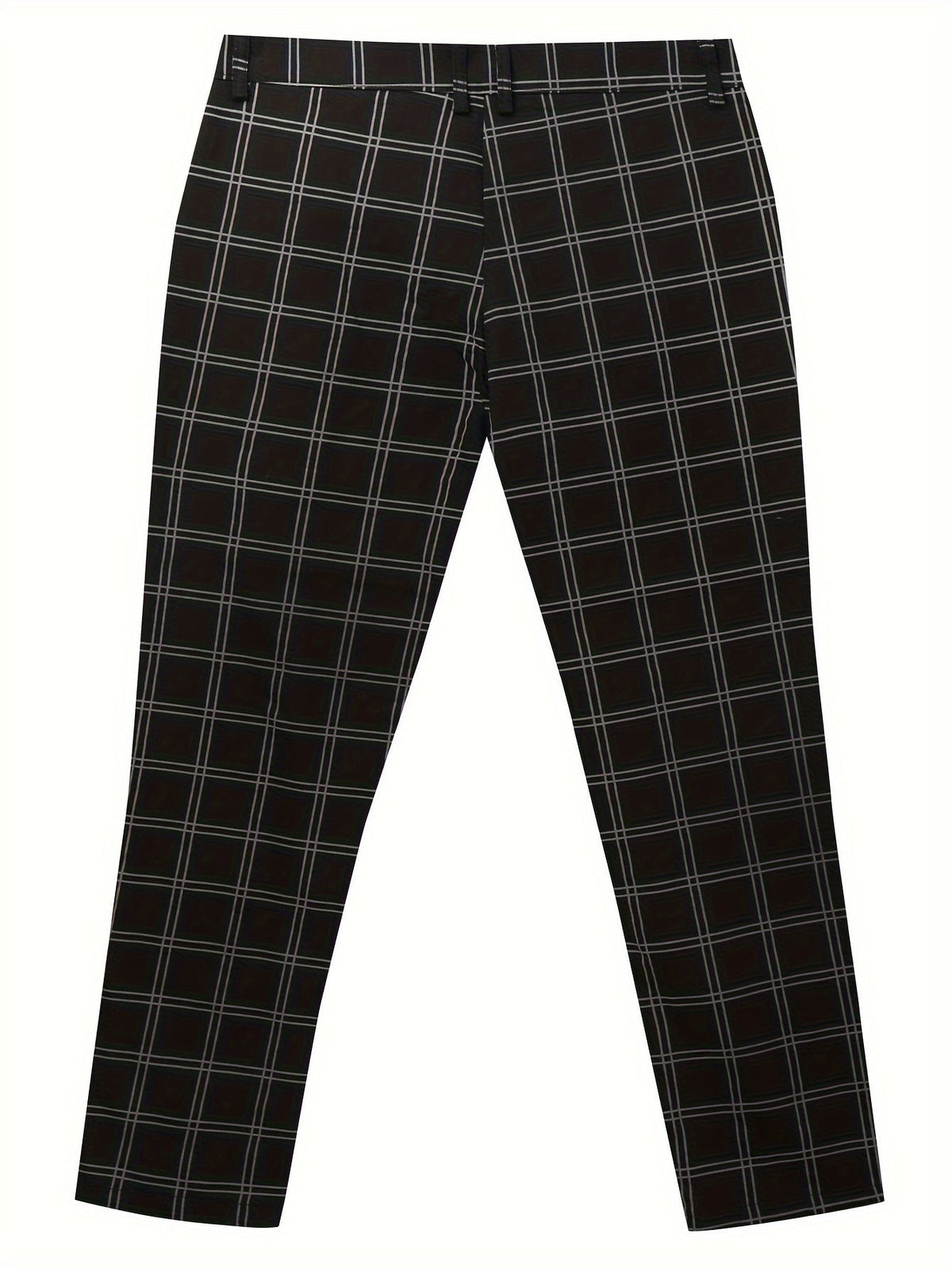 Slim-Fit Trousers Plaid Check Black Men's Skinny Chinos – Office, Casual, Smart Wear, Gift