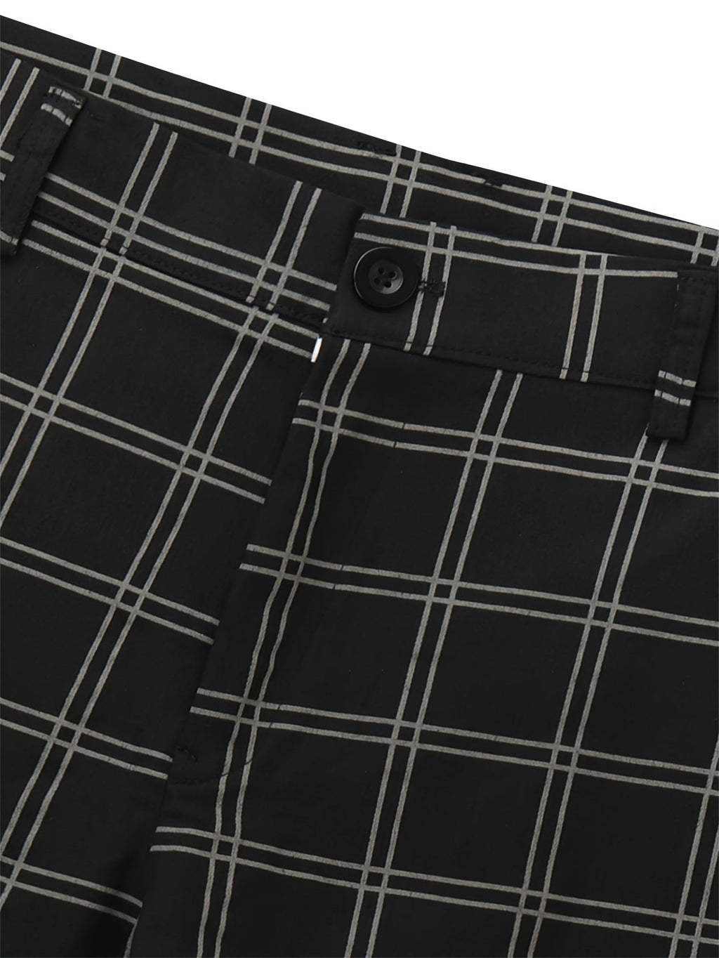 Slim-Fit Trousers Plaid Check Black Men's Skinny Chinos – Office, Casual, Smart Wear, Gift