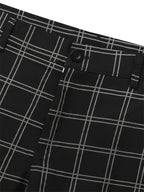 Slim-Fit Trousers Plaid Check Black Men's Skinny Chinos – Office, Casual, Smart Wear, Gift