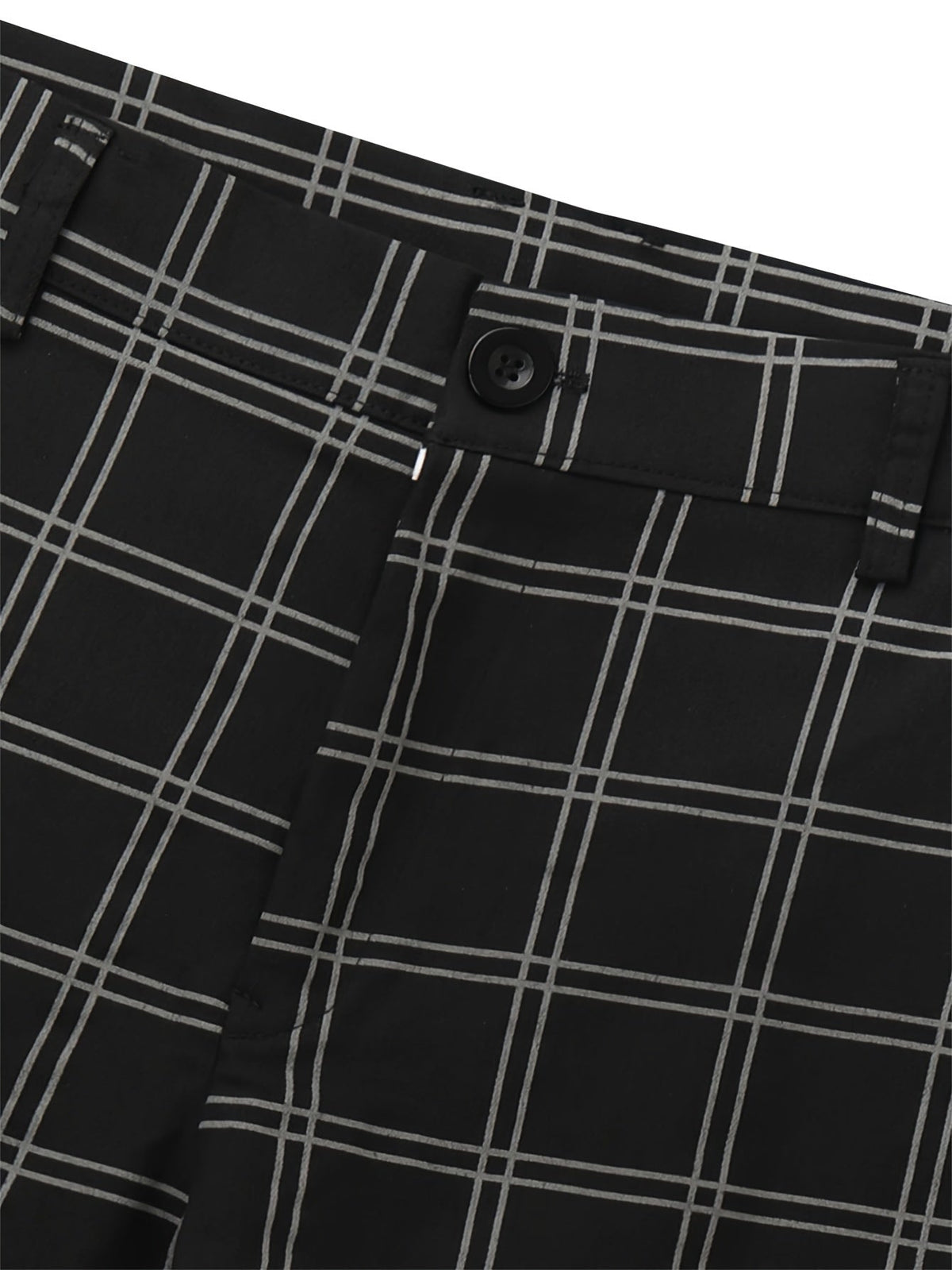 Slim-Fit Trousers Plaid Check Black Men's Skinny Chinos – Office, Casual, Smart Wear, Gift