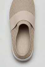 Slip-On Mule Trainers Beige Mesh Air Cushion Women's – Casual, Walking, Comfort Everyday Wear