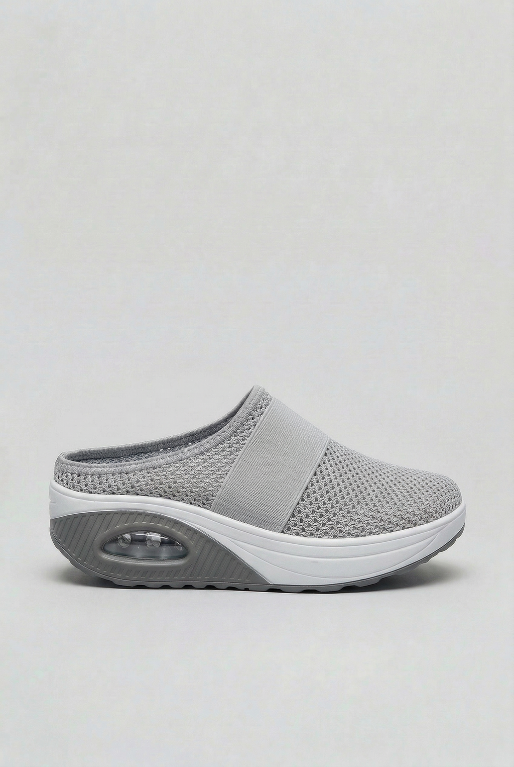 Slip-On Mule Trainers Beige Mesh Air Cushion Women's – Casual, Walking, Comfort Everyday Wear
