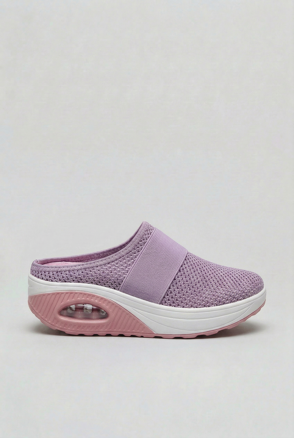 Slip-On Mule Trainers Beige Mesh Air Cushion Women's – Casual, Walking, Comfort Everyday Wear