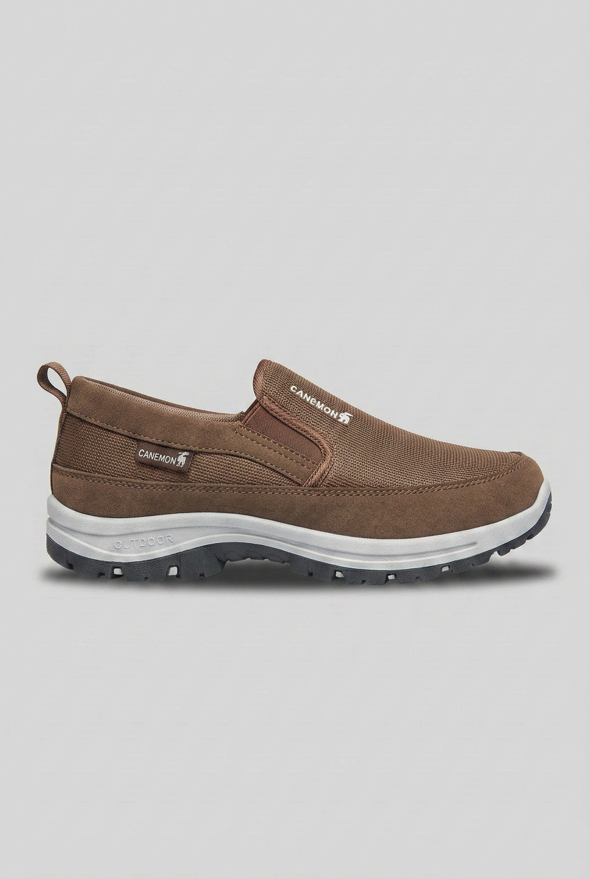 Slip-On Shoes Brown Cushioned Insole Men's Outdoor Trainers – Casual, Everyday Walking Comfort