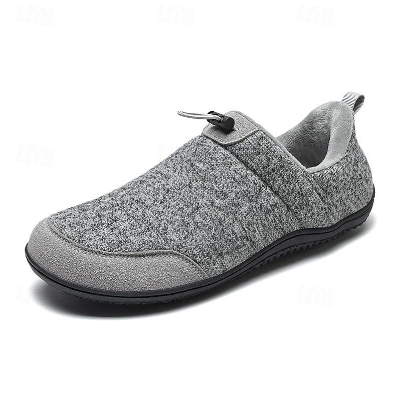 Slip-On Shoes Fleece-Lined Khaki Men's Slippers – Casual, Indoor Outdoor Comfort