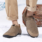 Slip-On Shoes Fleece-Lined Khaki Men's Slippers – Casual, Indoor Outdoor Comfort