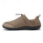 Slip-On Shoes Fleece-Lined Khaki Men's Slippers – Casual, Indoor Outdoor Comfort