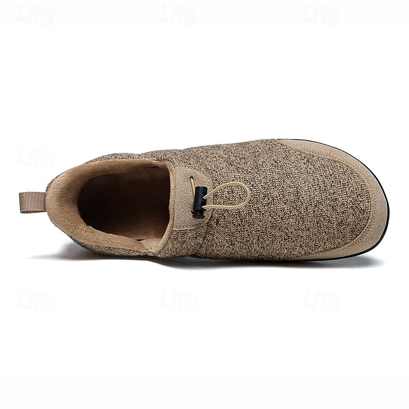 Slip-On Shoes Fleece-Lined Khaki Men's Slippers – Casual, Indoor Outdoor Comfort