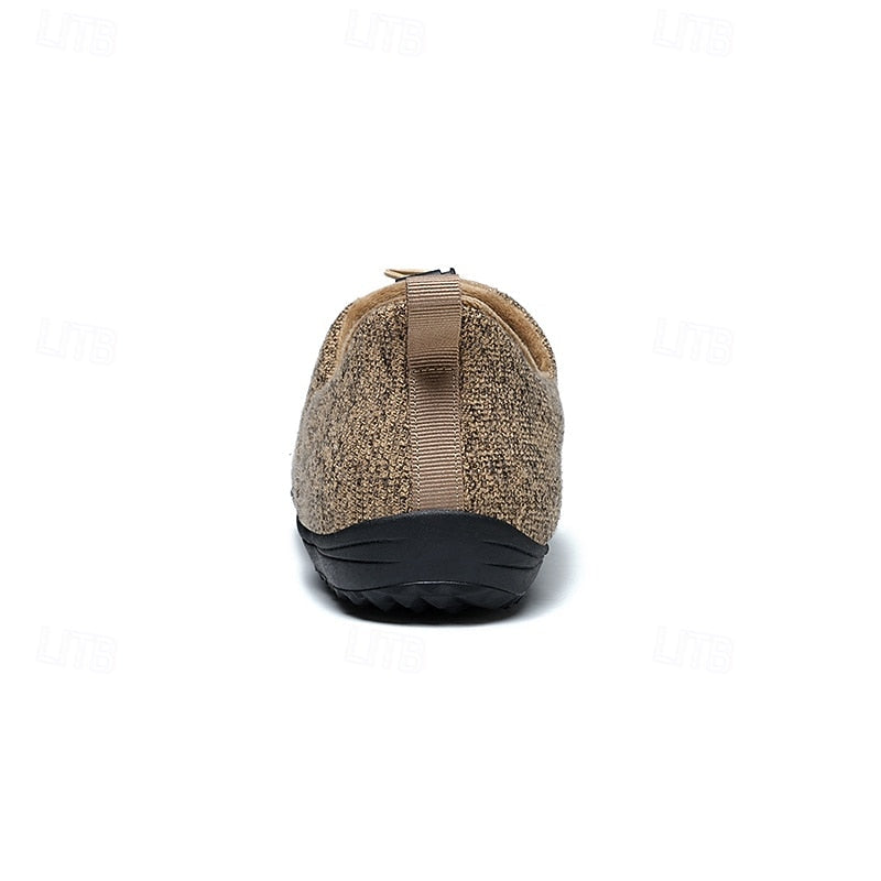 Slip-On Shoes Fleece-Lined Khaki Men's Slippers – Casual, Indoor Outdoor Comfort