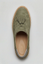 Slip-On Trainers Khaki Green Perforated Suede Women's – Casual, Everyday Comfort