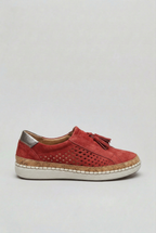 Slip-On Trainers Khaki Green Perforated Suede Women's – Casual, Everyday Comfort