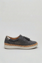 Slip-On Trainers Khaki Green Perforated Suede Women's – Casual, Everyday Comfort