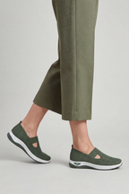 Slip-On Trainers Mesh Green Women's Cushioned Sole – Casual, Walking, Everyday Comfort